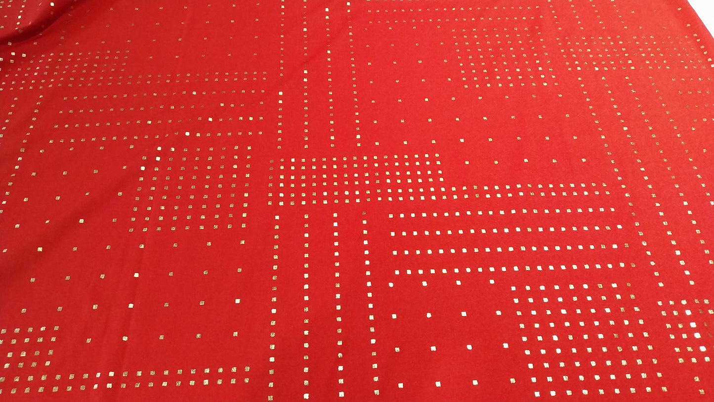 Gold squares on red