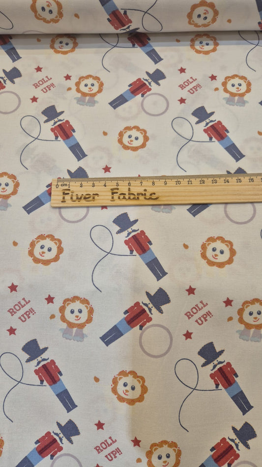 100% cotton roll up circus on light background