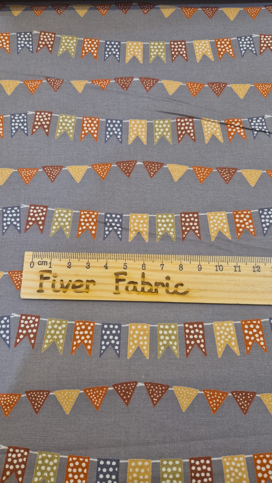 100% cotton bunting on grey