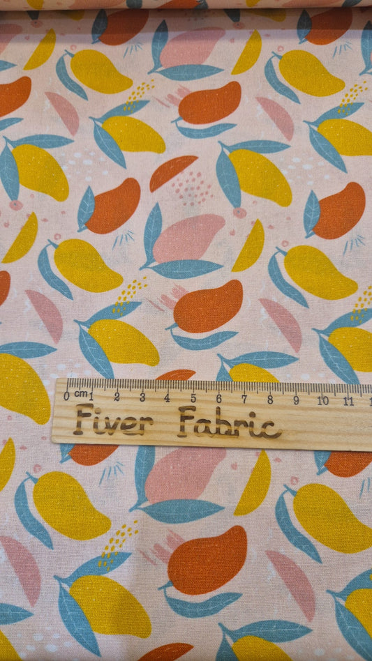 100% cotton multi colour fruits