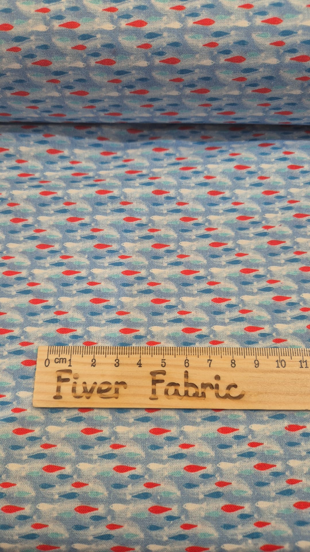 100% cotton Fish on Blue