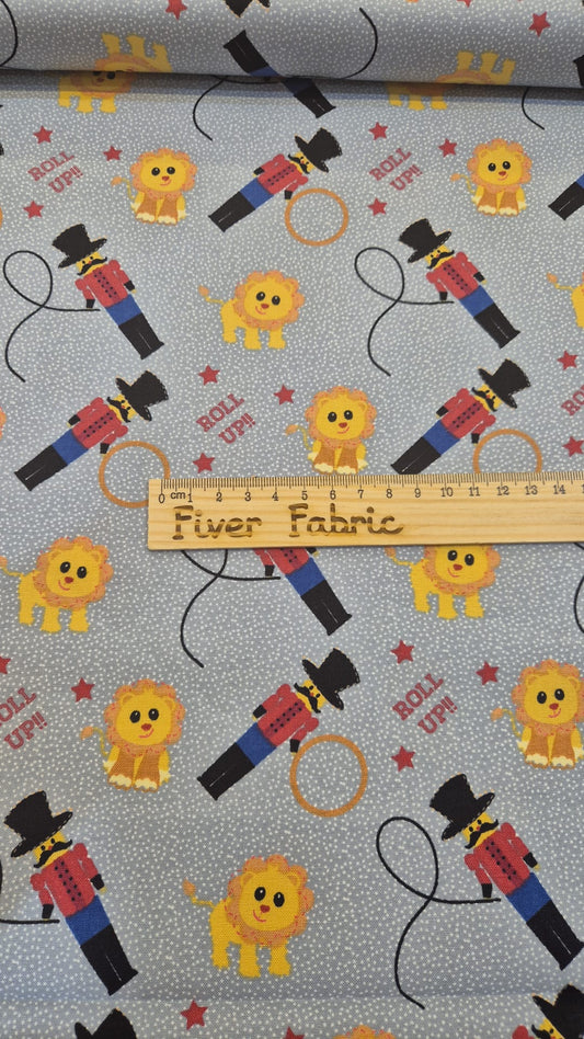 100% cotton roll up circus on grey