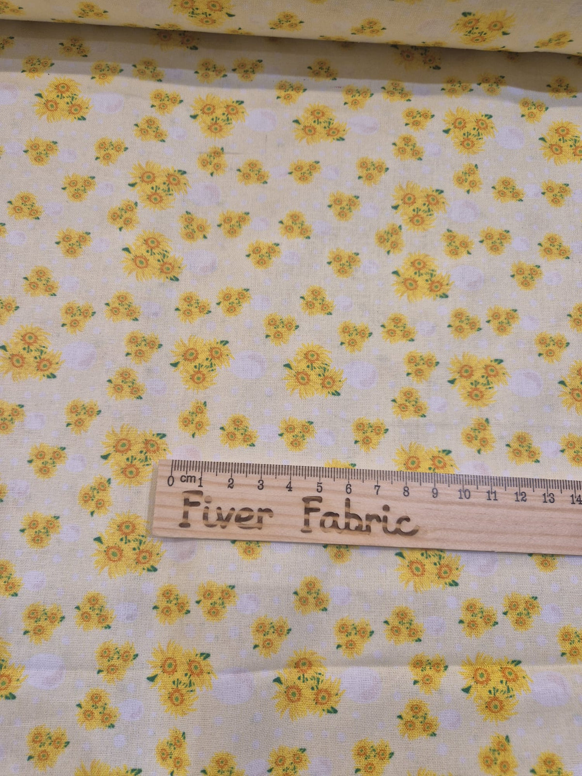 100% cotton yellow daisy on yellow background