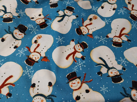 Blue Snowman Cotton