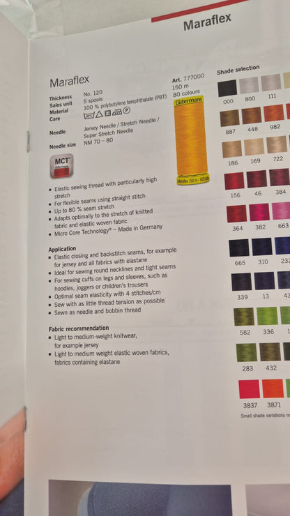 Thread maraflex gutterman (perfect for stretch fabrics) 60 colours