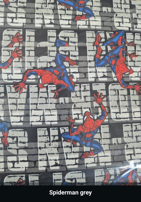 100% cotton Spiderman grey