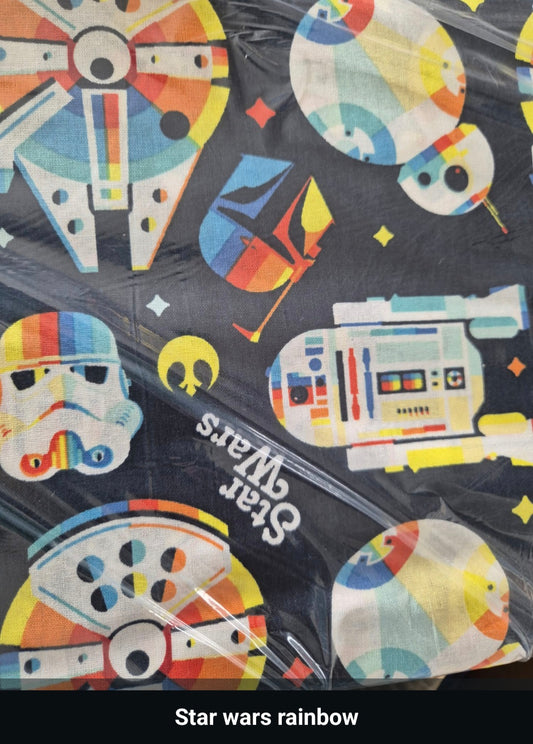 100% cotton star wars rainbow