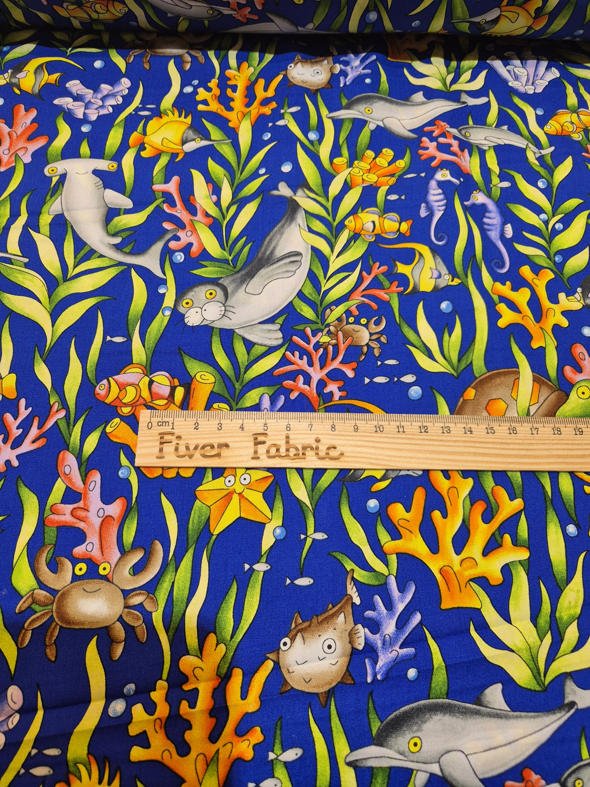 Under the sea 100% cotton on blue
