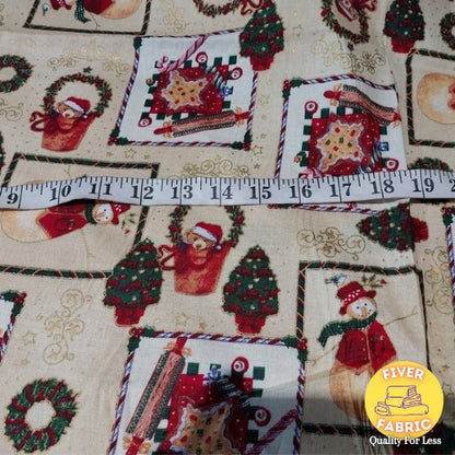 Snowman and bears Christmas Cotton