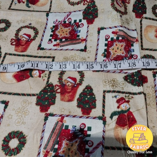 Snowman and bears Christmas Cotton