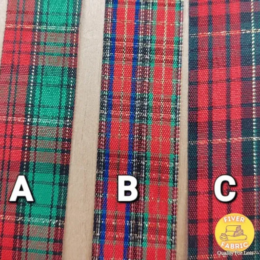 1 inch wide tartan ribbons
