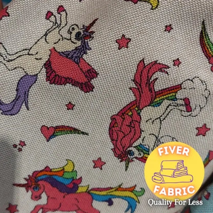 Unicorns and rainbows canvas cream