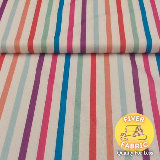 Multi colour stripe scuba crepe