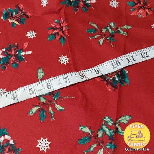 Holly & Bells Double Border Cotton