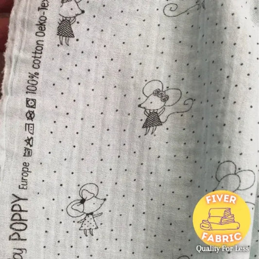 Grey mice double gauze 100% cotton