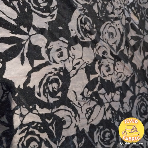 Printed Rose's burnout Velour 2 colours to choose from
