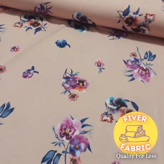 Flowers on peach jersey