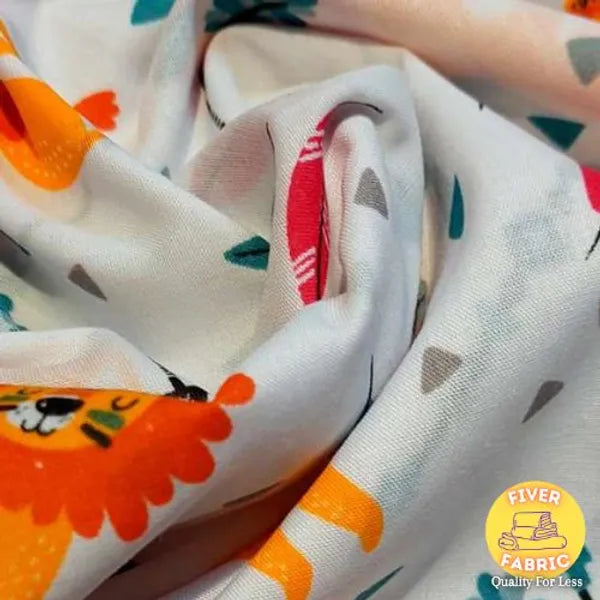 Lions on white cotton