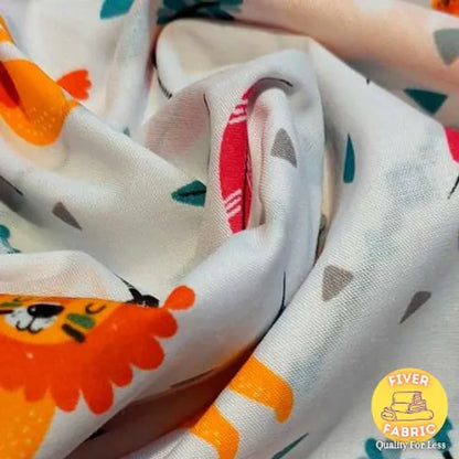 Lions on white cotton