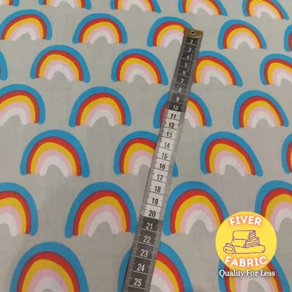 Rainbow polycotton on grey