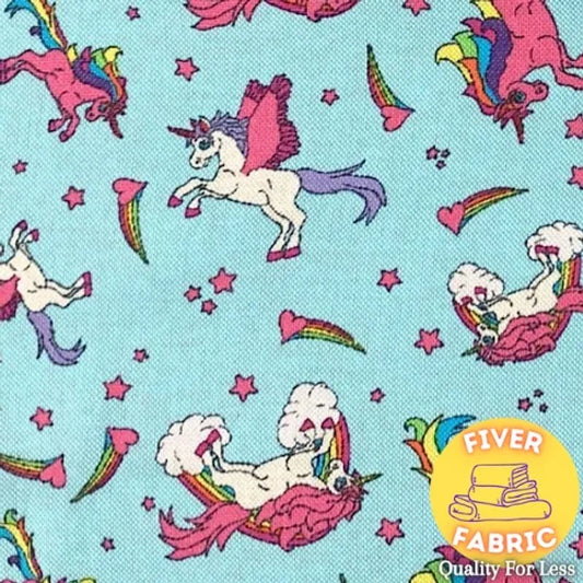 Unicorn rainbow canvas blue