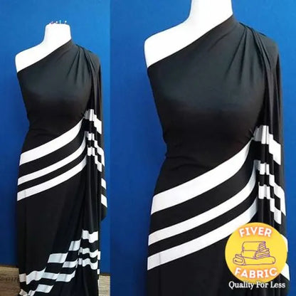 Black with some white stripes cotton jersey