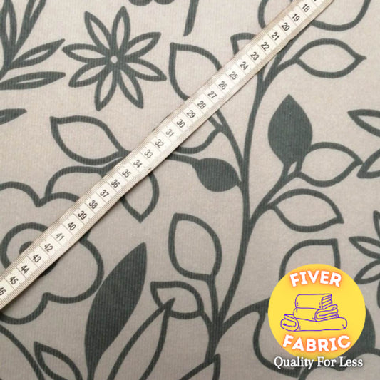 Flower Ribbed Jersey (Grey)
