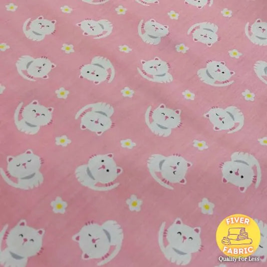 Pink kitty polycotton