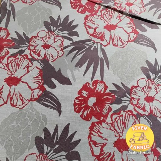 red and grey upholstery