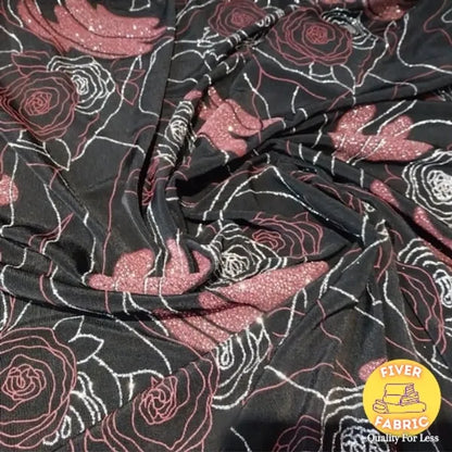 Rose Printed Glitter Jersey