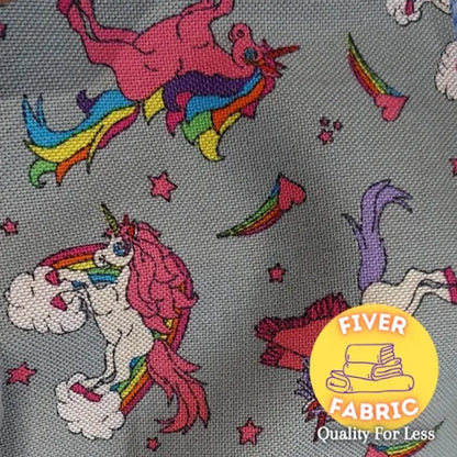 Unicorn rainbow canvas grey