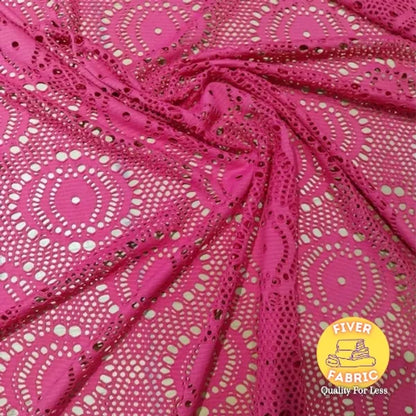 Hot Pink circle stretch  lace