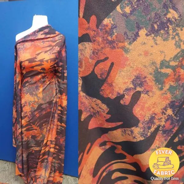 Orange camo scuba crepe