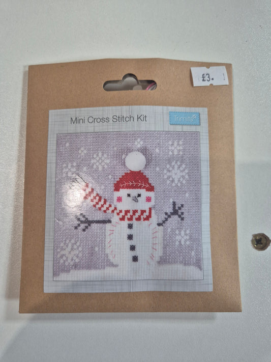 Snowman cross stitch kit