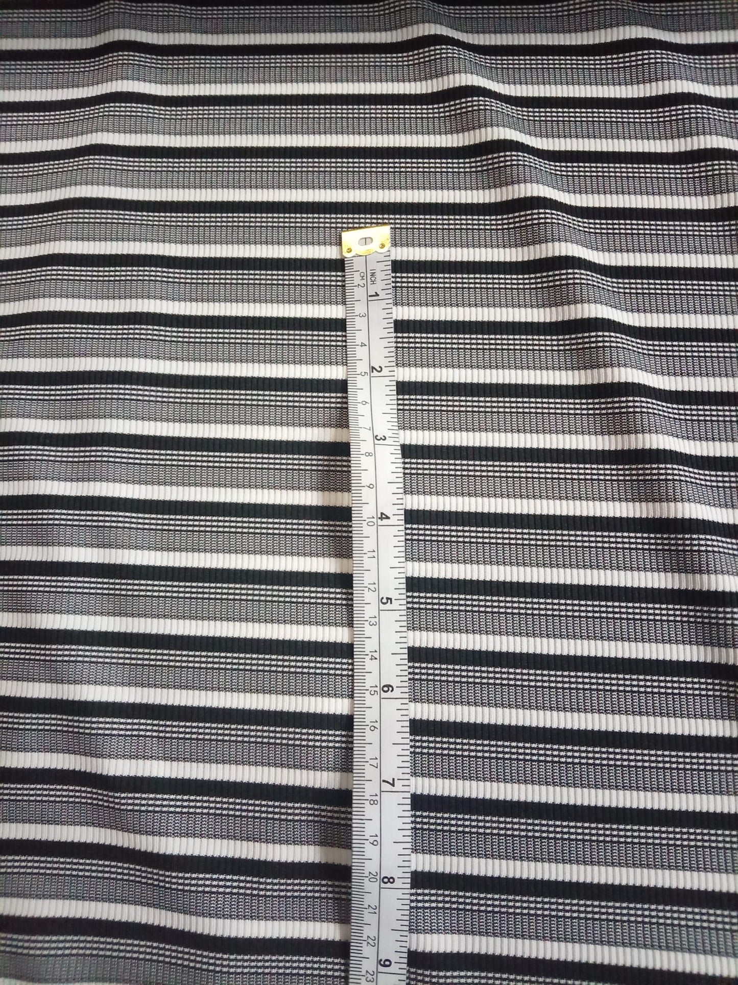 Black grey white ribbed jersey