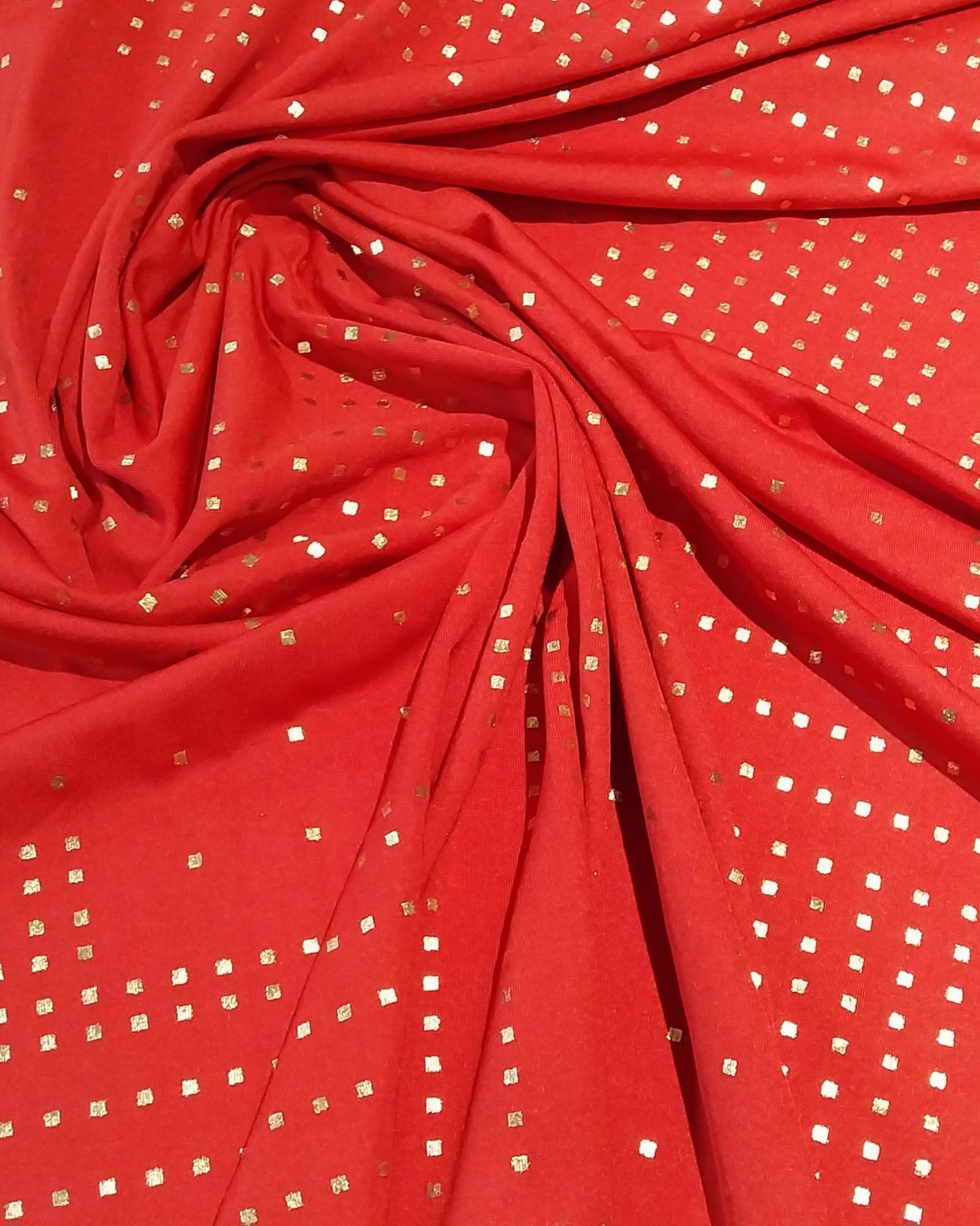 Gold squares on red