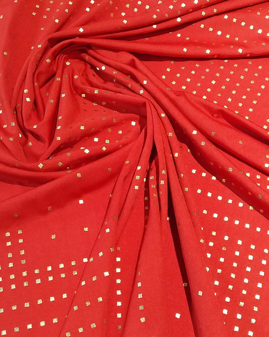 Gold squares on red