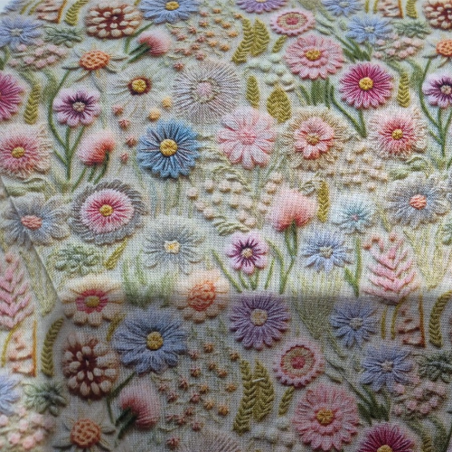 100% cotton 3D pastel flower garden