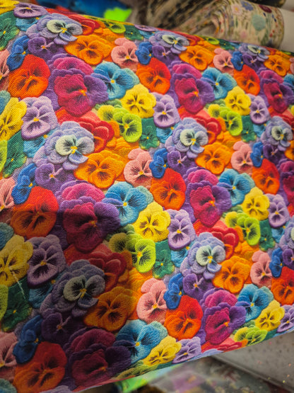 100% cotton 3D Pansy Paradise
