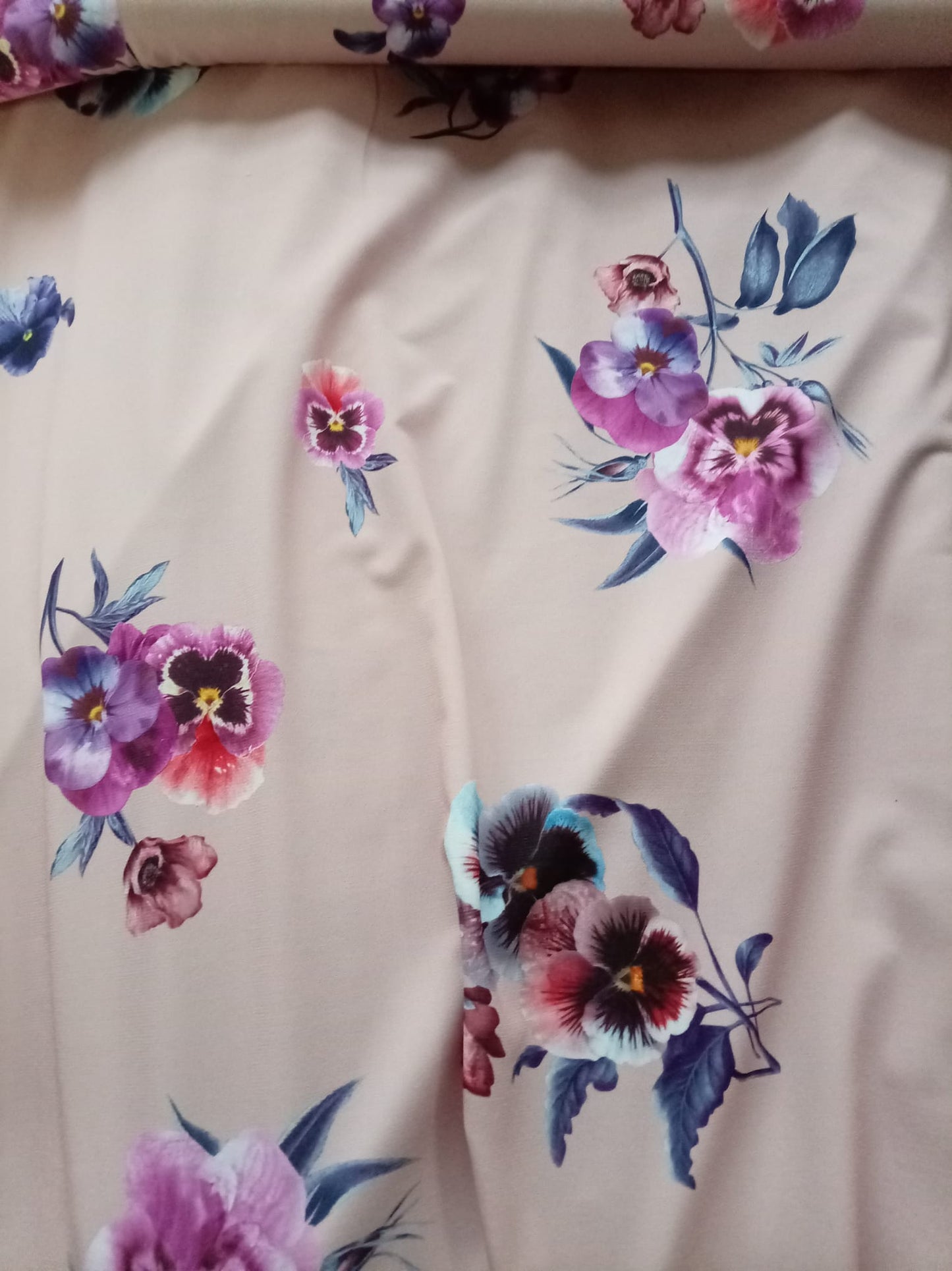 Flowers on peach jersey