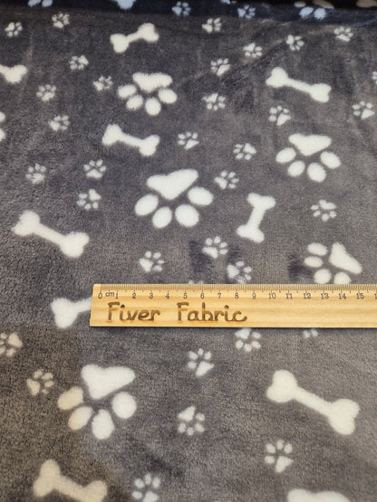 Bones and paws cuddle fleece grey