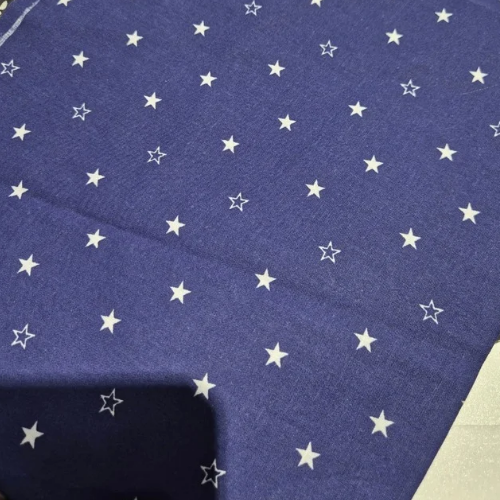 100% Cotton White stars on Navy
