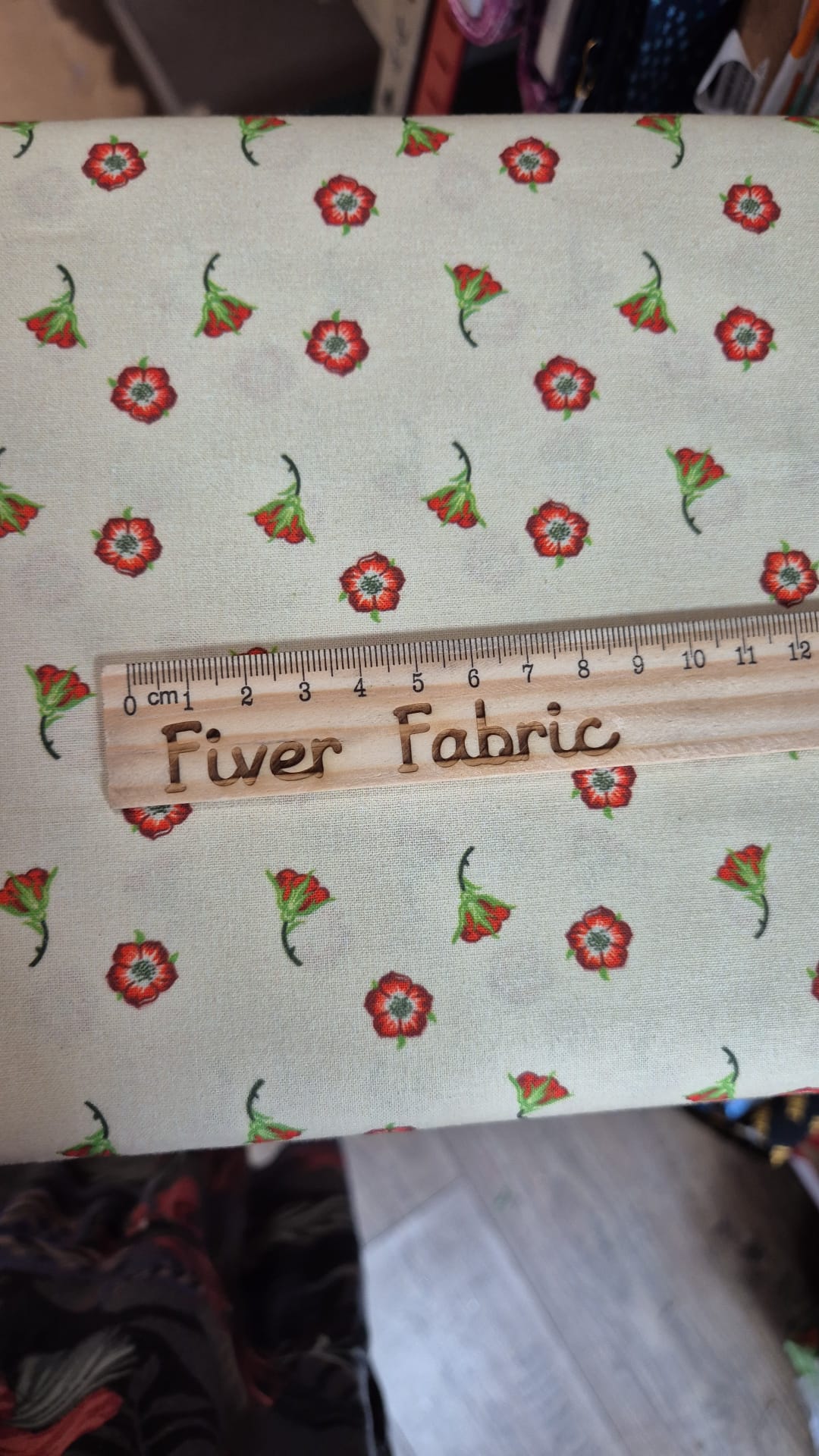 100% cotton flowers on pale yellow