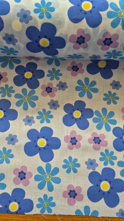 Blue flowers on white