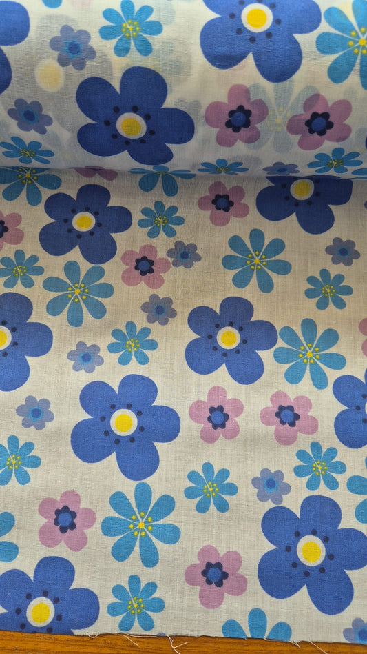Blue flowers on white
