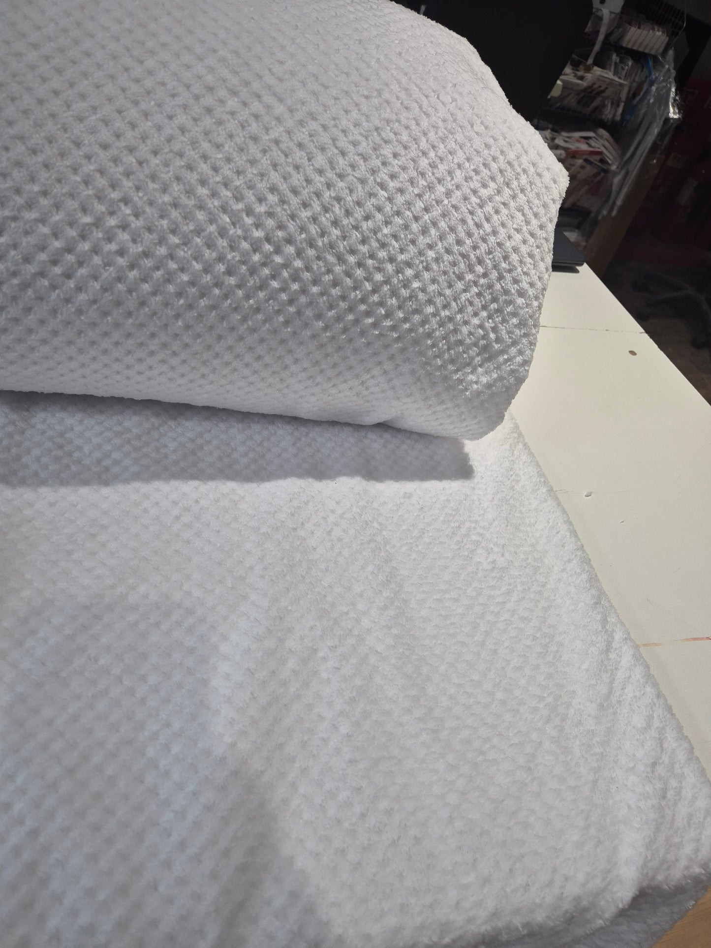 White waffle cuddle fleece