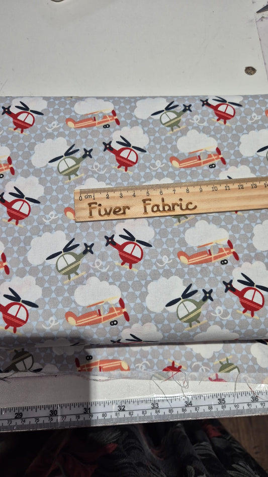 100% cotton helicopters on grey