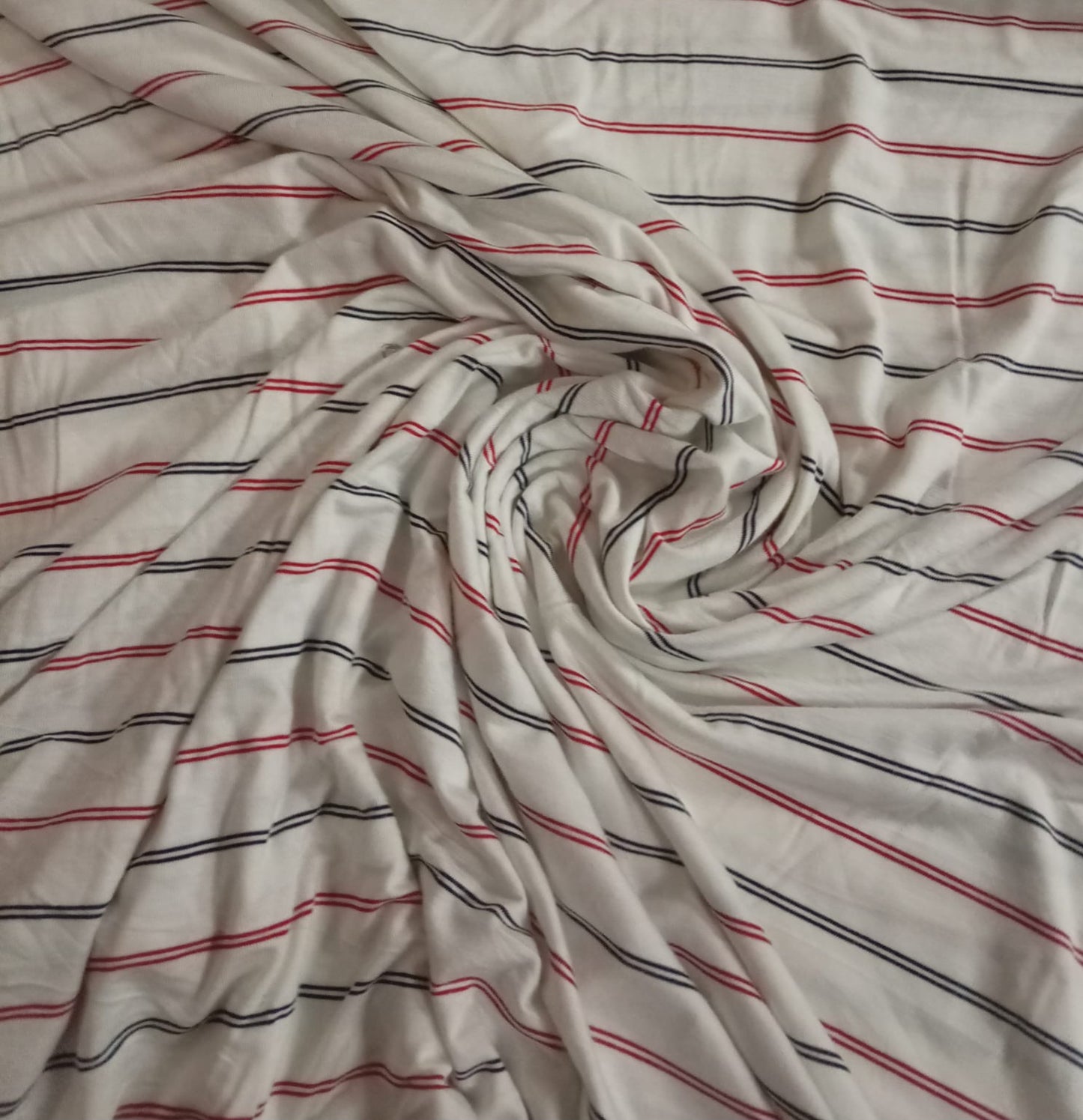 White with red and blue stripes