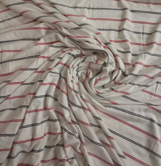 White with red and blue stripes