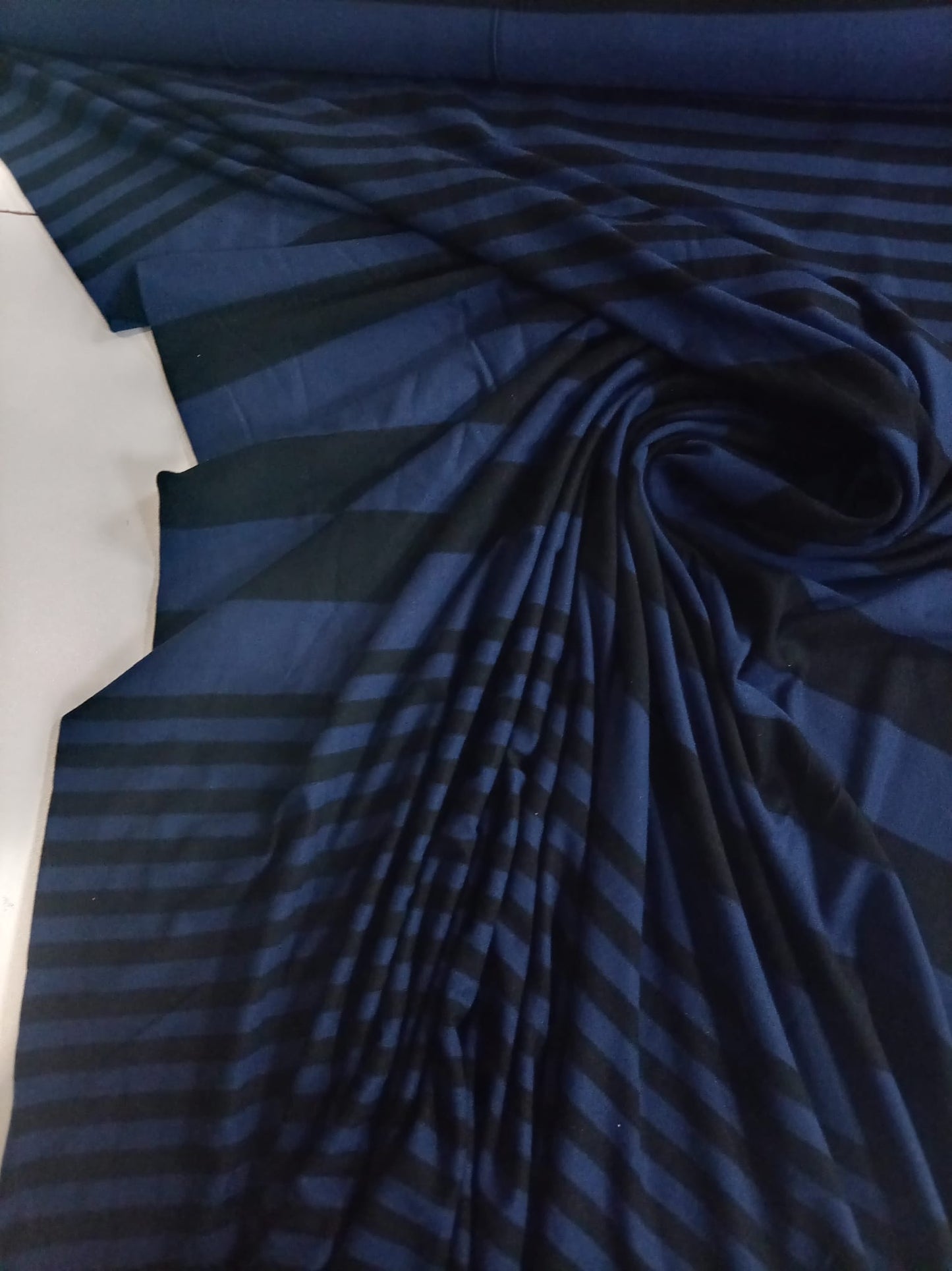 Blue and black stripe cotton jersey